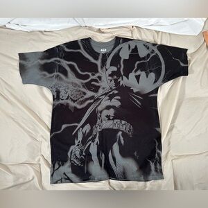 Batman Y2K Graphic All Over Print AOP Large Black Gray Grunge DC Comics